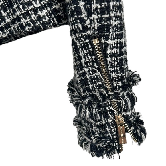 Karl Lagerfeld Tweed Blazer Black & White Size 6 *FLAW* - Picture 8 of 11